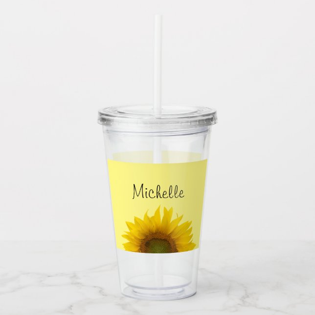 Cute Country Monogram Sunflower Acrylic Tumbler (Front)