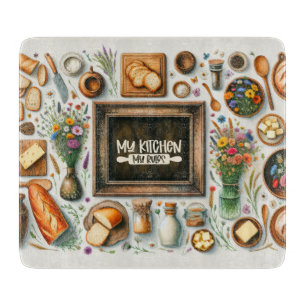 Cute Country My Kitchen/My Rules Cutting Board