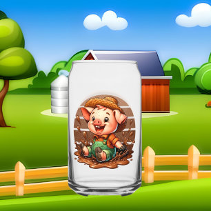 Cute Country pig lovers add monogram Can Glass