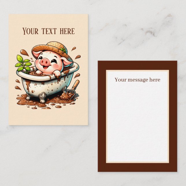 Cute Country pig lovers add text Note Card (Front/Back)