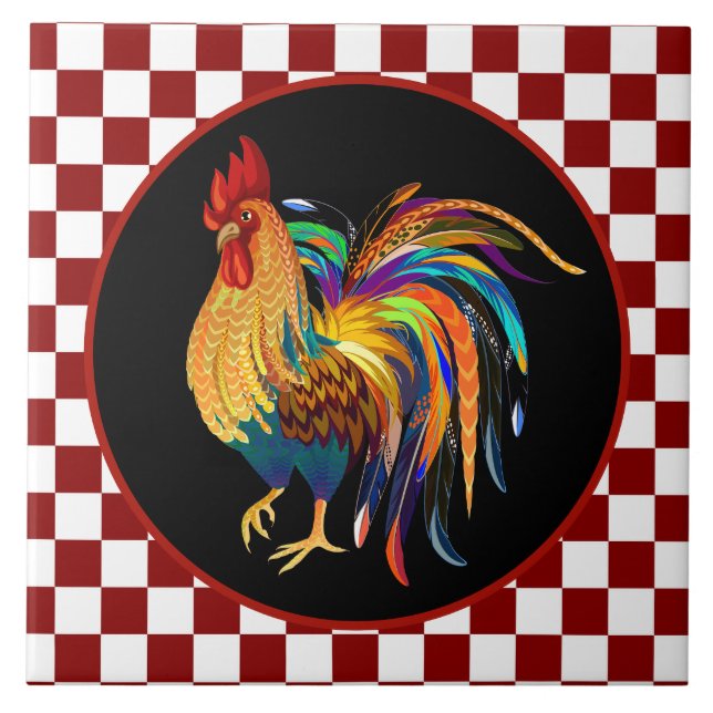 Cute Country rooster farmhouse decor Ceramic Tile (Front)