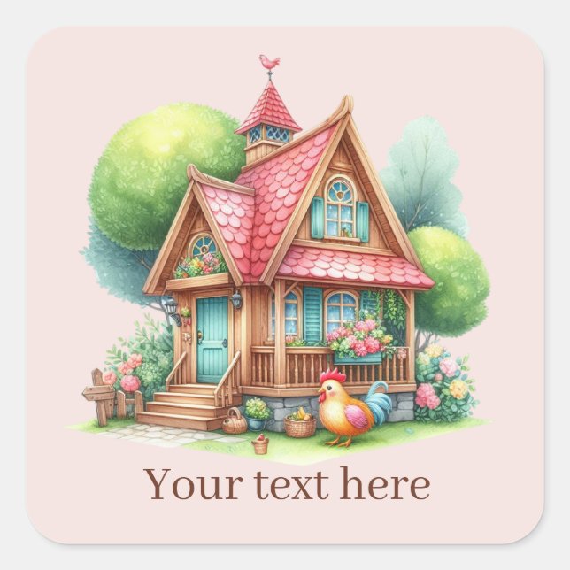 cute Country rooster lovers add message  Square Sticker (Front)