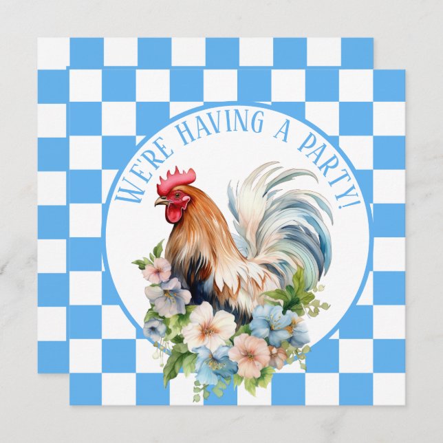 Cute Country Rooster lovers  Invitation (Front/Back)