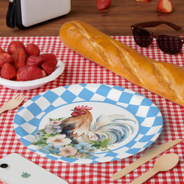 Cute Country Rooster lovers Paper Plate (Picnic)
