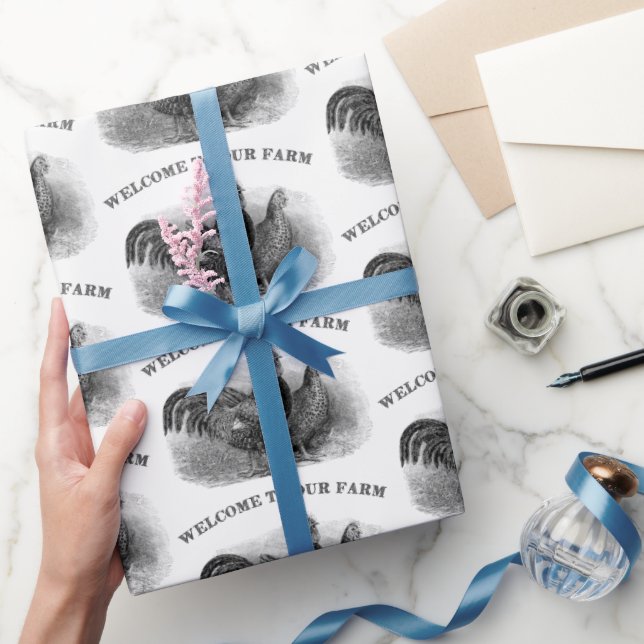 Cute Country rooster welcome to the farm wrap Wrapping Paper (Gifting)