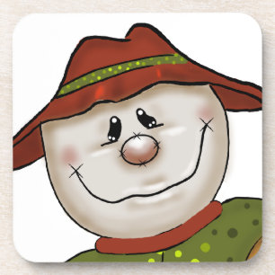 Cute Country Scarecrow Folk Art Coaster