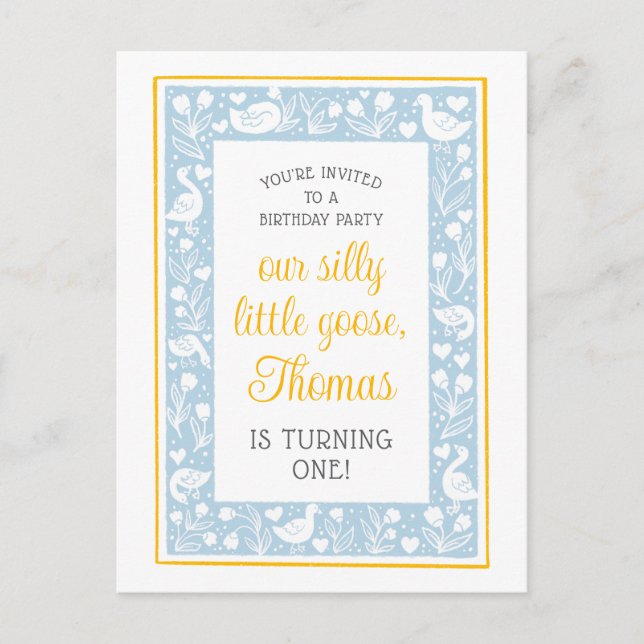 Cute Country Silly Goose Birthday Party Postcard (Front)