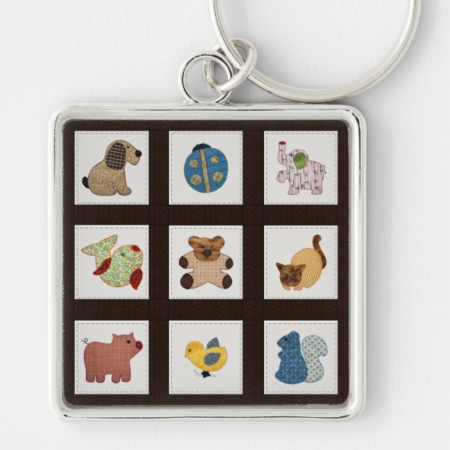 Cute Country Style Baby Animals Quilt Key Ring (Front)
