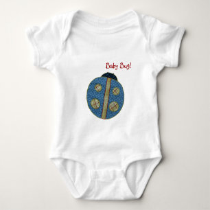 Cute Country Style Blue Ladybug Baby Bug Baby Bodysuit