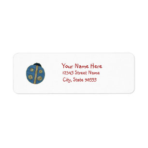 Cute Country Style Blue Ladybug Return Address Label
