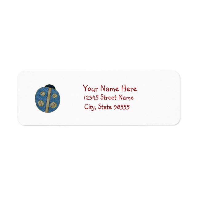 Cute Country Style Blue Ladybug Return Address Label (Front)