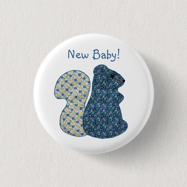Cute Country Style Blue Squirrel New Baby 3 Cm Round Badge (Front)