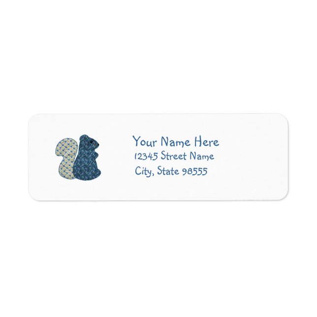 Cute Country Style Blue Squirrel Return Address Label (Front)