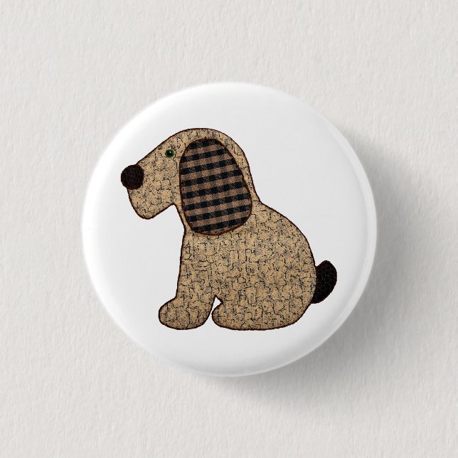 Cute Country Style Gingham Dog 3 Cm Round Badge (Front)