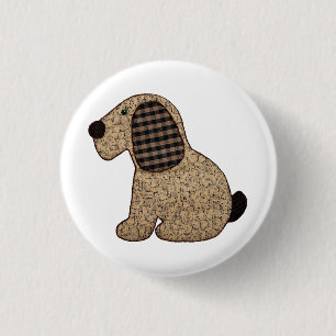 Cute Country Style Gingham Dog 3 Cm Round Badge
