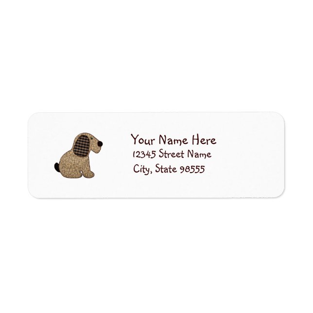 Cute Country Style Gingham Dog Return Address Label (Front)