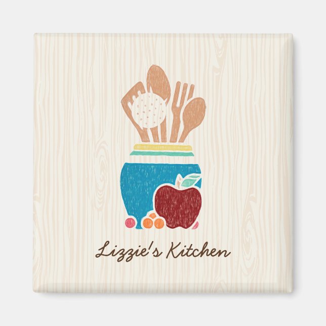 Cute Country Style Kitchen Utensils With Red Apple Magnet (Front)