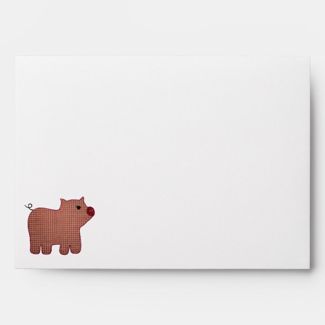 Cute Country Style Pink Plaid Pig Envelopes (Front)