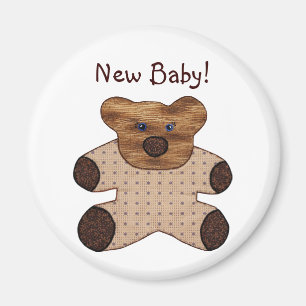 Cute Country Style Teddy Bear New Baby Magnet