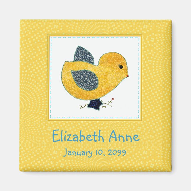 Cute Country Style Yellow Chick Birth Announcement Magnet (Front)
