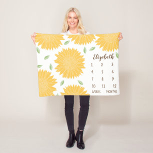 Cute Country Sunflowers Baby Milestone Fleece Blanket