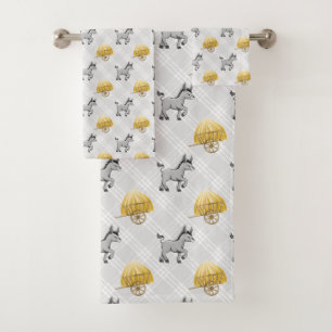 cute Country tiled donkey pattern Bath Towel Set