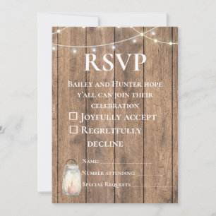 Cute Country Wedding RSVP Card Rustic Farm