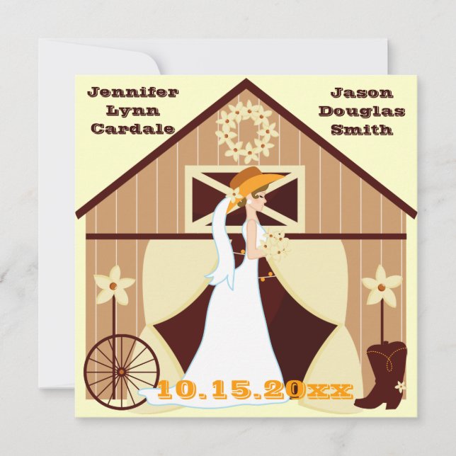 Cute Country Western Cowboy Wedding Invitations (Front)