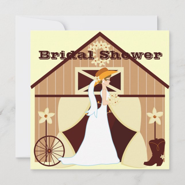 Cute Country Western Cowgirl Bridal Shower Invites (Front)