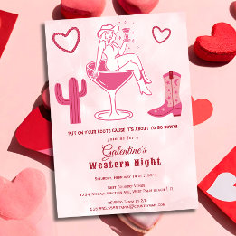 Cute Country Western Cowgirl Galentine's Day Invitation