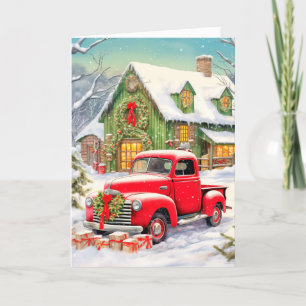 Cute Country Winter Homestead Merry Christmas Holiday Card