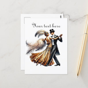 Cute couple add text postcard