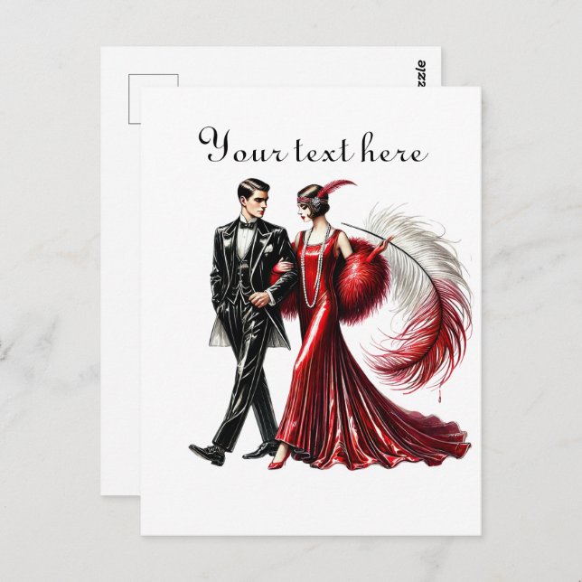 Cute couple add text  postcard (Front/Back)
