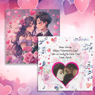 Cute Couple Anime Personalised Valentine's Day Card