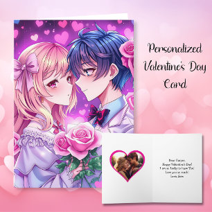 Cute Couple Anime Personalized Valentine's Day Card