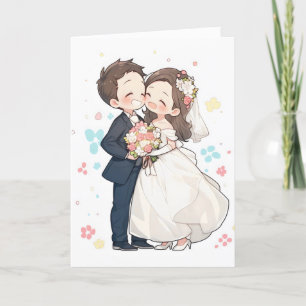 Cute Couple Anime Wedding Holiday Card