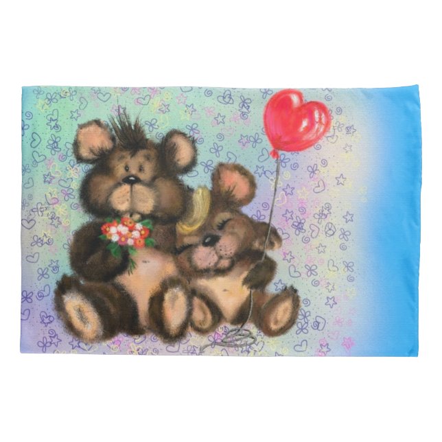 Cute Couple Bear Pillow Case (Back)