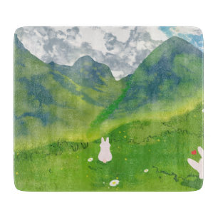 Cute Couple Bunny in Mountain View Cutting Board