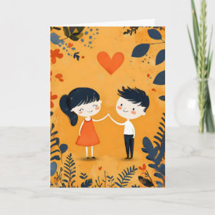 Cute Couple Cartoon Love Holiday Card