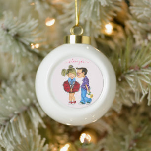 Cute Couple Christmas Ornament - I Love You