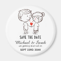 Cute Couple Drawing Save the Date Wedding