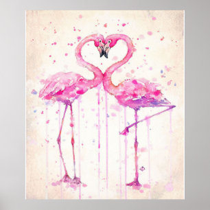 Cute Couple Flamingo Love Print Art