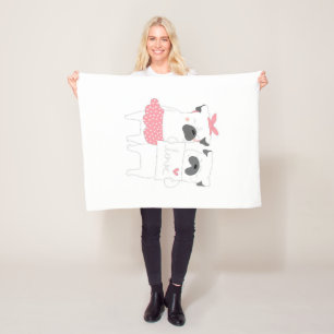 Cute Couple French Bulldog Love Dog Lover Fleece Blanket