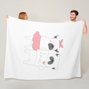 Cute Couple French Bulldog Love   Dog Lover Fleece Blanket