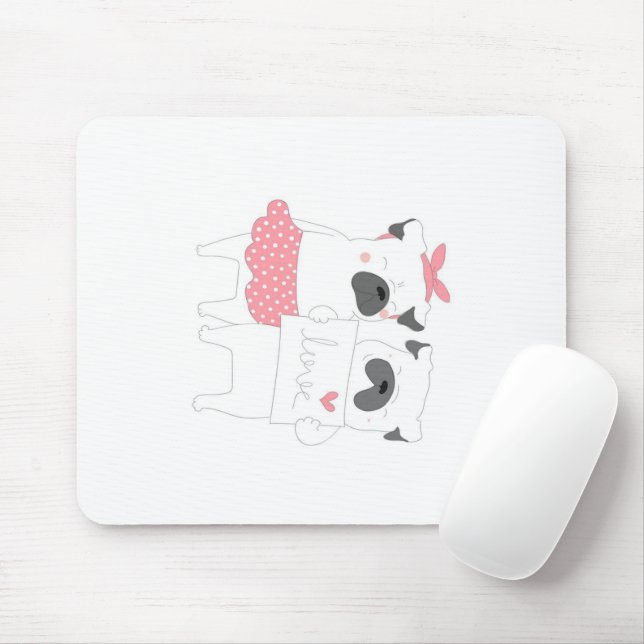 Cute Couple French Bulldog Love | Dog Lover Mouse Pad (With Mouse)