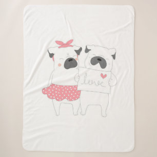 Cute Couple French Bulldog Love Dog Lover Sherpa Blanket