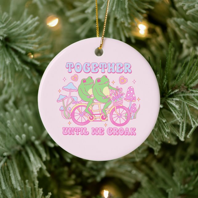 Cute Couple Frog - Together Until We Croak Ceramic Ornament (Tree)