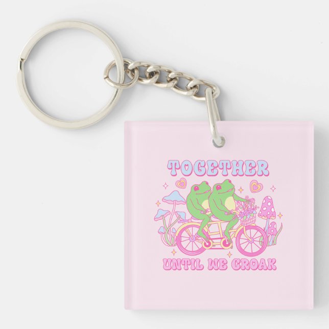 Cute Couple Frog - Together Until We Croak Key Ring (Front)