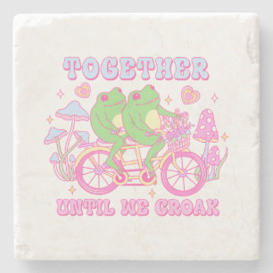 Cute Couple Frog - Together Until We Croak Stone Coaster