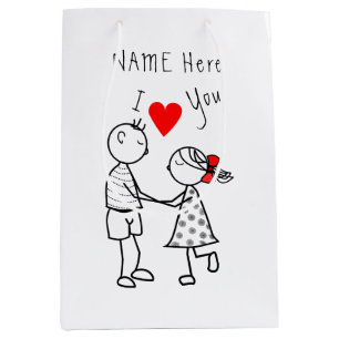 Cute Couple Gift Bag with Custom Name Text